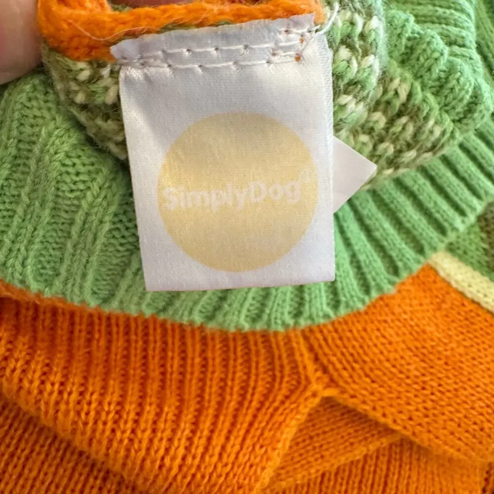 SimplyDog Pumpkin Jack-O'-Lantern Dog Sweater Costume XXL